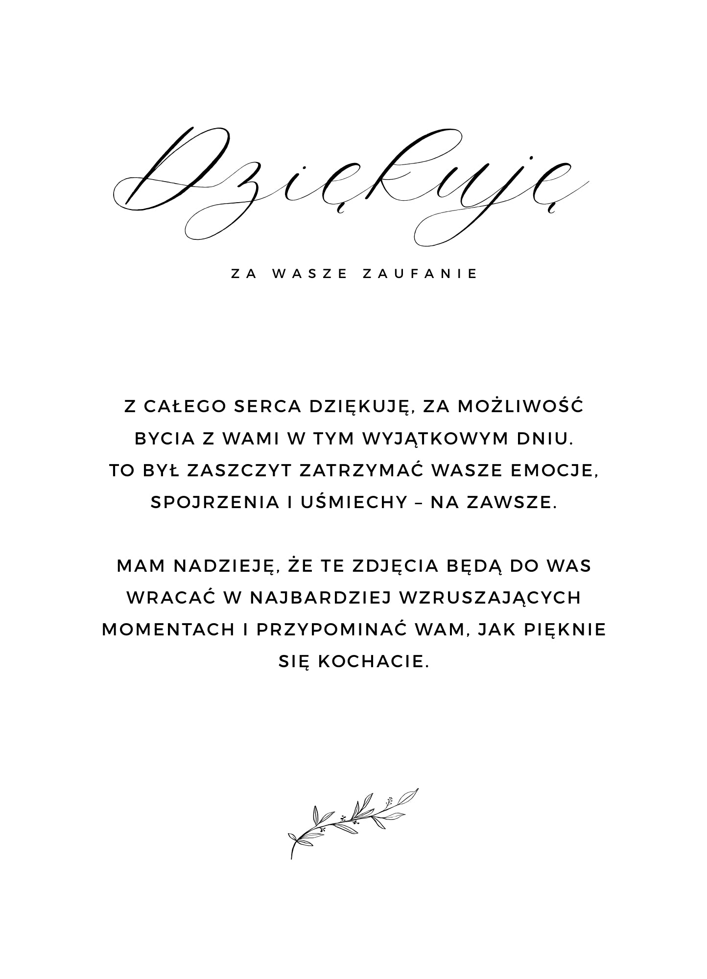 Podziękowanie 13x18cm